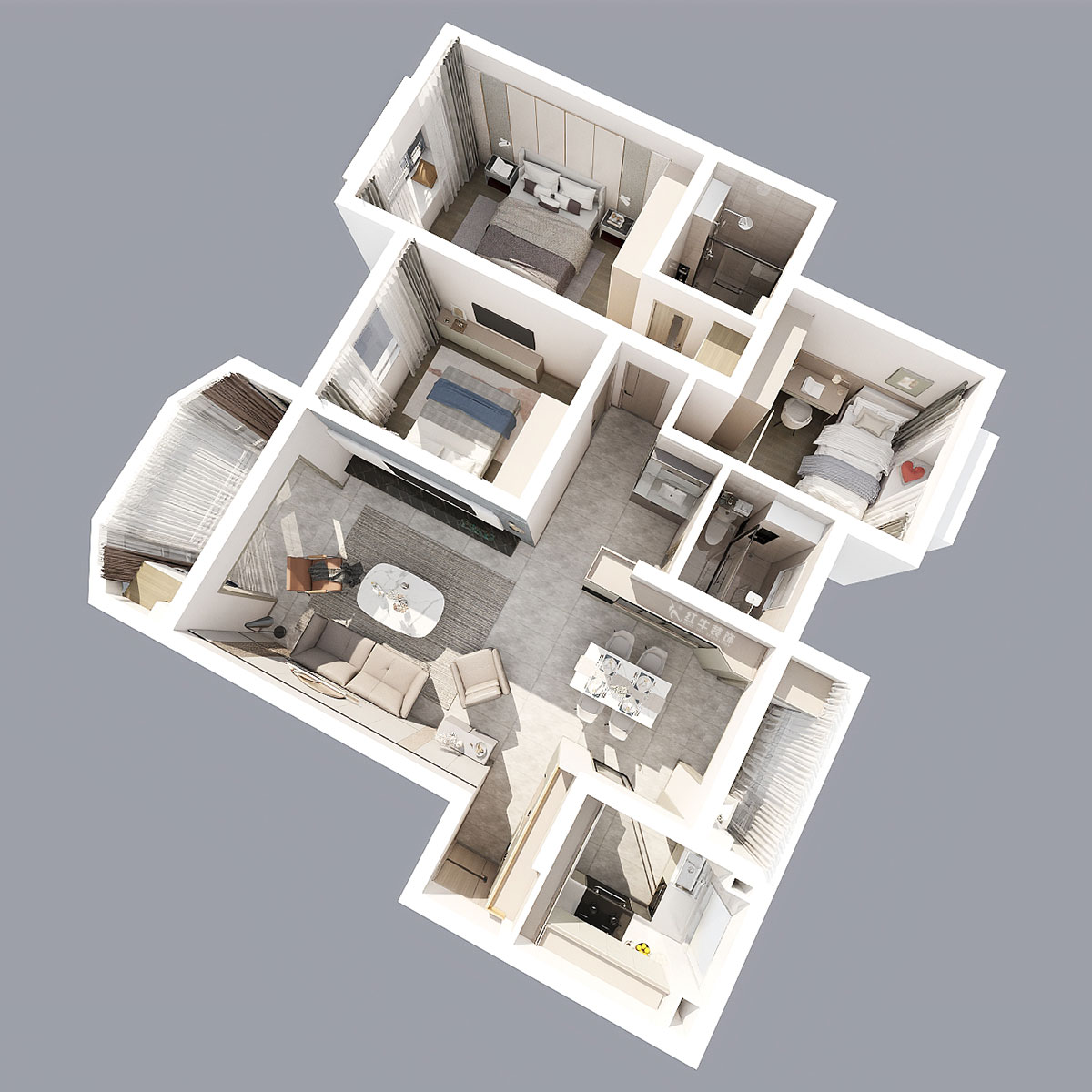 陆利民｜海德卫城1-2-403-132㎡-现代风格｜3室2厅1卫｜旧房改造装修｜定制家｜全包16